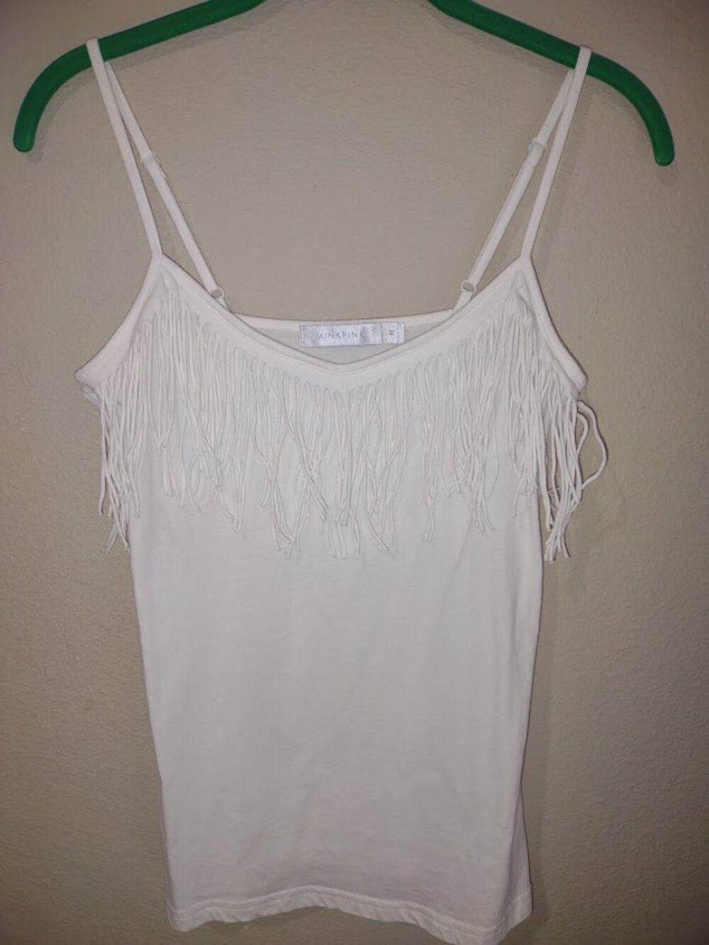 Women's Mink Pink Fringe Accent White Camisole Top NEW! Medium